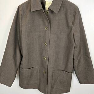 Vintage Harve Bernard Button Up Barn Style Jacket Brown Size 10 1960s 100% Wool